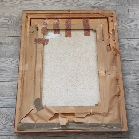 Quadro olio su tela uomo con cappello e pipa P. Evarista 50x70 cm