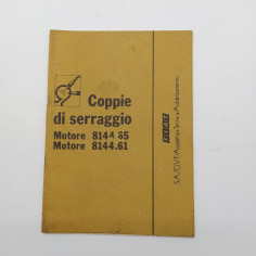 Fiat Coppie di serraggio motore 8144.65 & 61, 1977. Ingrigimenti