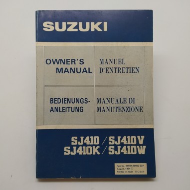 Manuale di manutenzione Suzuki 1984 multilingue. Copertina macchiata.