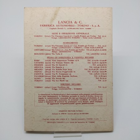 Lancia Manuale uso e manutenzione Esadelta C, 2° ed. 1969. Macchie diffuse