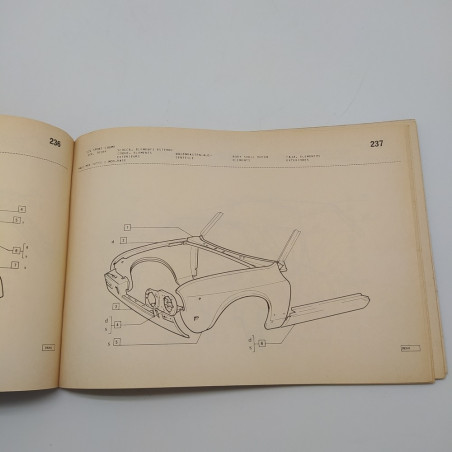Fiat Catalogo ricambi carrozzeria 124 sport coupé, 1° ed. 1975. Macchie