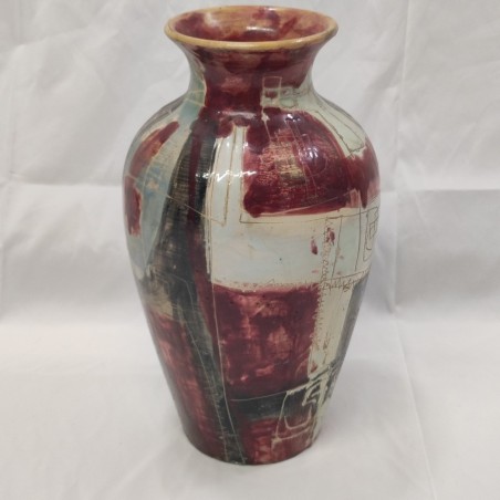 Vaso in maiolica policroma Graziano Marini periodo seconda metà 900 h. 32 cm