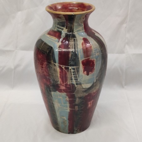 Vaso in maiolica policroma Graziano Marini periodo seconda metà 900 h. 32 cm
