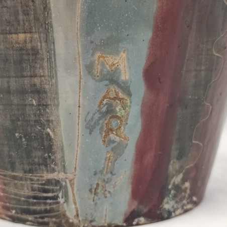 Vaso in maiolica policroma Graziano Marini periodo seconda metà 900 h. 32 cm