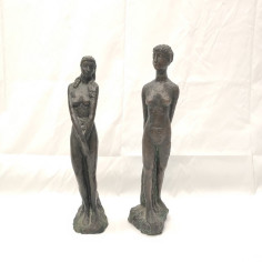Riccardo Gatti coppia sculture in terracotta nudo di donna h. 40 cm 2