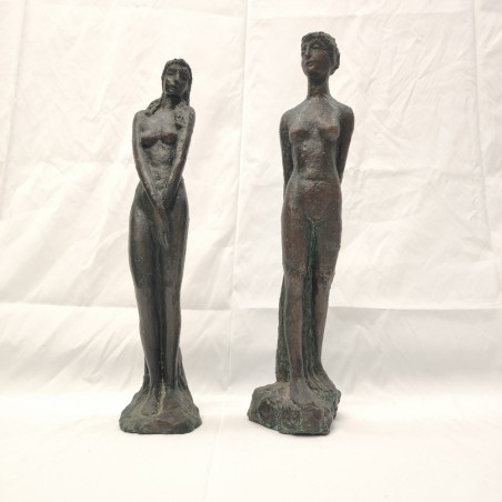 Riccardo Gatti coppia sculture in terracotta nudo di donna h. 40 cm