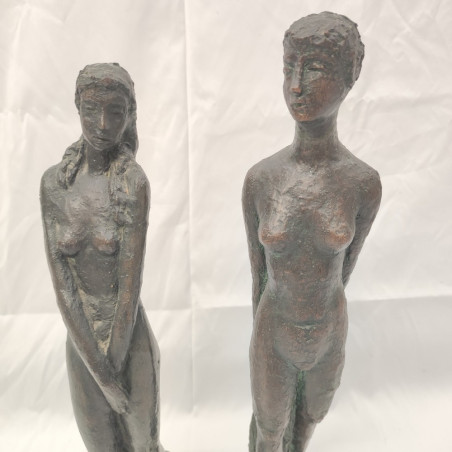 Riccardo Gatti coppia sculture in terracotta nudo di donna h. 40 cm