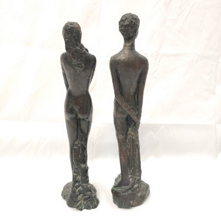 Riccardo Gatti coppia sculture in terracotta nudo di donna h. 40 cm
