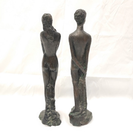 Riccardo Gatti coppia sculture in terracotta nudo di donna h. 40 cm