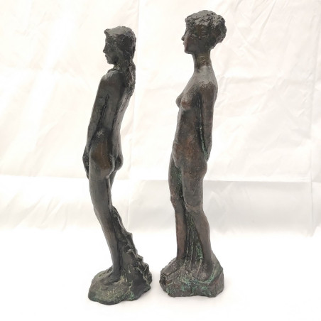 Riccardo Gatti coppia sculture in terracotta nudo di donna h. 40 cm