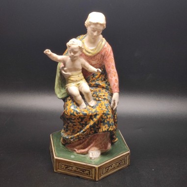 Minghetti Bologna maiolica Madonna con il bambin Gesù piccoli difetti 1920 circa