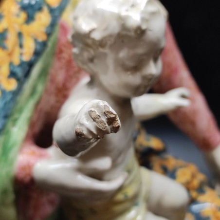 Minghetti Bologna maiolica Madonna con il bambin Gesù piccoli difetti 1920 circa