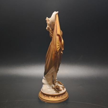 Ceramica Capodimonte su stampo Ginori finitura in oro figura danzante h. 23 cm
