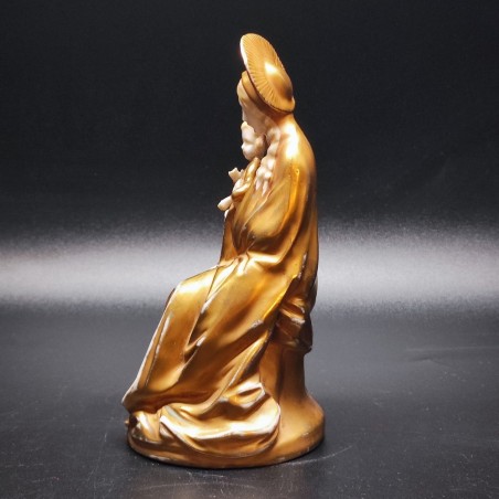 Statuina in ceramica bianca con finitura in oro Madonna con bambino h. 16 cm