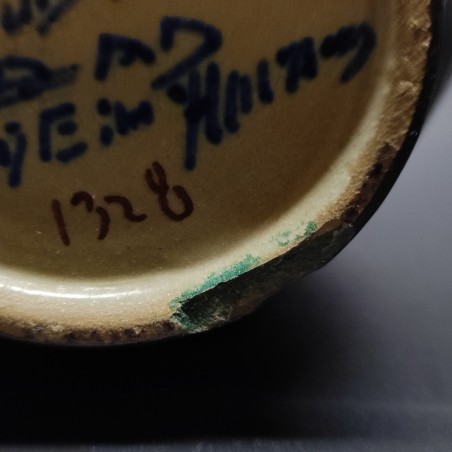 Vaso in ceramica marrone decorata policroma Rigi Gouda Holland h. 14 cm