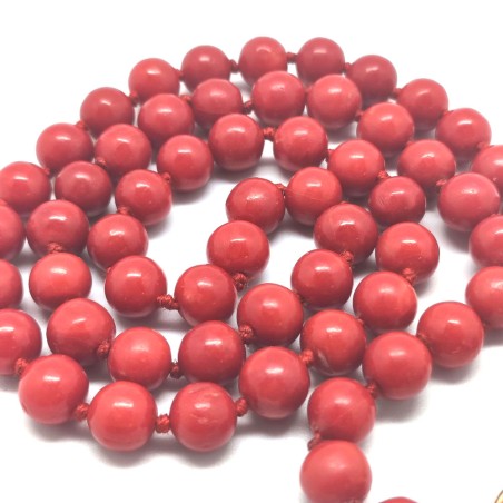Collana di sfere di corallo rosso anni 60 fermaglio in oro 750