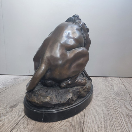 Scultura bronzo fine 800 Leone e Serpente Antoine Louis Barye