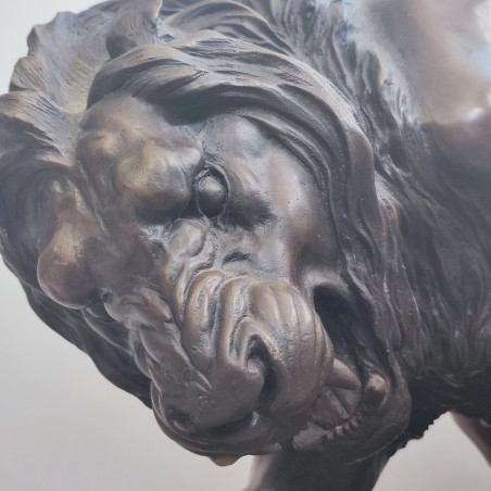 Scultura bronzo fine 800 Leone e Serpente Antoine Louis Barye
