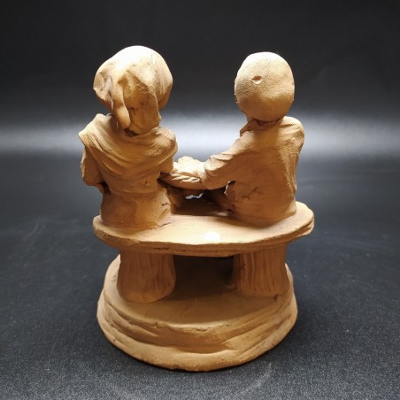 Statuina in terracotta G. Vaccaro anni 20 pescatore con donna