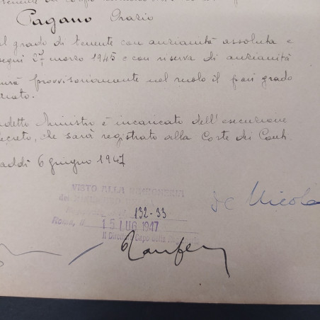 Repubblica Italiana decreto Capo dello Stato firma De Nicola 1947