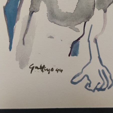Renato Guttuso, originale acquerello 23x14 cm firmato Guttuso 44