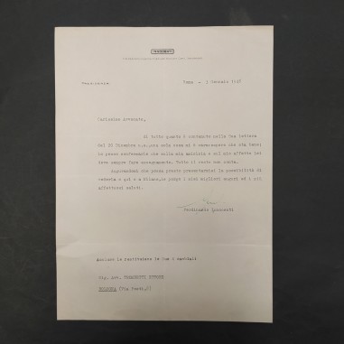 Lettera su carta intestata Innocenti 1946 autografo Ferdinando Innocenti