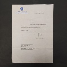 Lettera di raccomandazione a firma Gilberto Bernabei 1976