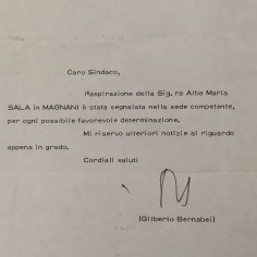 Lettera di raccomandazione a firma Gilberto Bernabei 1976 2