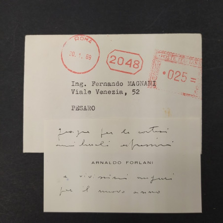 3 lettere e biglietto da visita con firma Arnaldo Forlani e Gaetano Amendola