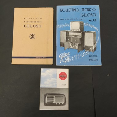 Catalogho Geloso 1951, Bollettino 1985 e brochure Phonola