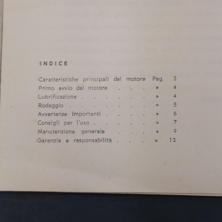 Libretto Uso e manutenzione motori Minarelli 12 pagine, alcune pieghe interne
