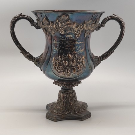 Coppa argento Sheffield a due manici epoca vittoriana 1865