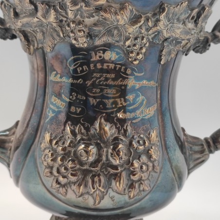 Coppa argento Sheffield a due manici epoca vittoriana 1865