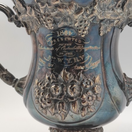 Coppa argento Sheffield a due manici epoca vittoriana 1865