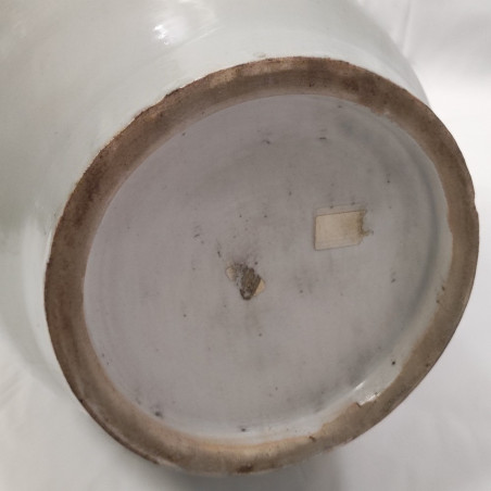 Vaso cinese in ceramica azzurra con decori blu periodo 1850