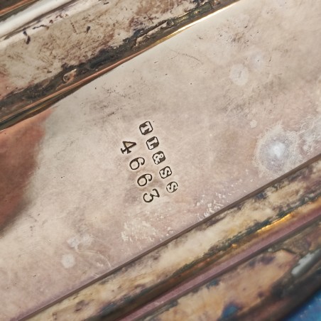 Bassa teiera placcata argento lavorata a bulino marchio TL&SS primo 900