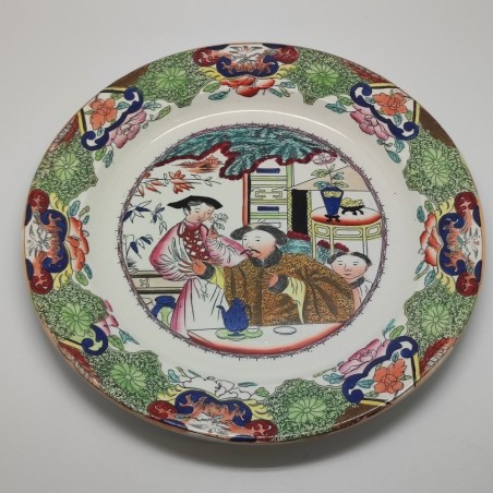 Piatto ceramica Mason's China Pottery decorato policromo d. 32 cm