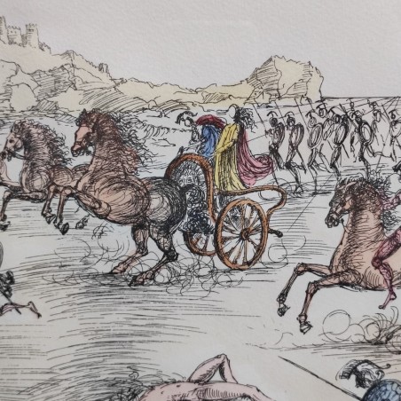 Acquaforte acquerellata a mano Salvador Dalì Clio "Déesse de l'Historie" 126/145