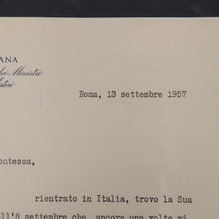 Lettera e ricevuta di pagamento ministro Giuseppe Pella 1957