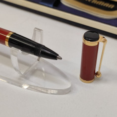 Penna a sfera Waterman Watermina fusto bicolore nero e arancio con anelli dorati 2