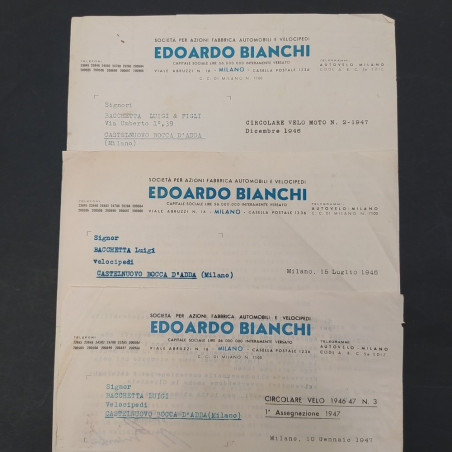 Lotto di 4 circolari ditta biciclette Edoardo Bianchi anni 40/50