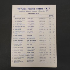 Volantino programma 48° Gran Premio d'Italia F1 Monza 1977