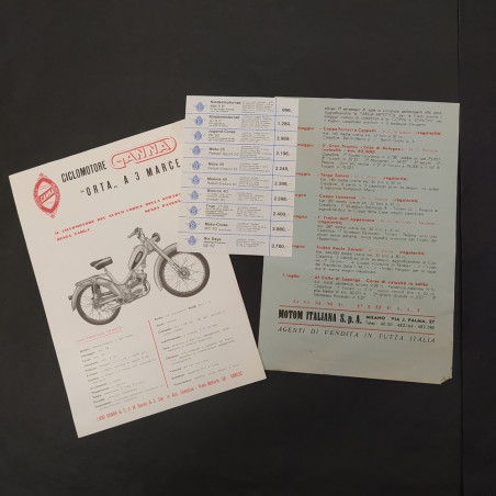 Lotto di 5 tra volantini, listini e fatture moto anni 50/60