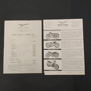 Moto Guzzi Listino prezzi 1949 e volantino modelli 1955