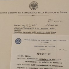 Unione fascista dei Commercianti Provincia di Milano circolare e sollecito 1937 2