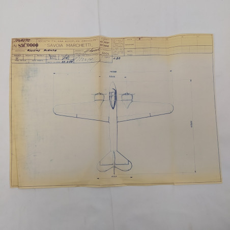 3 tavole eliografiche idrovolante Savoia Marchetti 1939