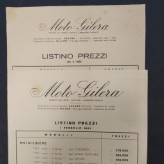 Moto Gilera 2 listini prezzi 1951 e 1955 volantino produzione 1955 2