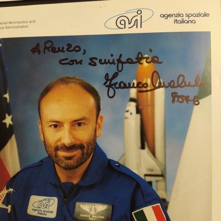 4 foto astronauti Malerba, Cheli, Guidoni, Gagarin, due autografi originali