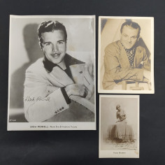 Foto con autografi stampati attori Paola Borboni, Dick Powell e James Cagney