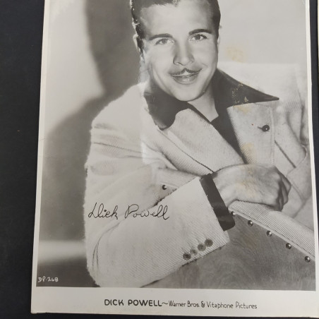 Foto con autografi stampati attori Paola Borboni, Dick Powell e James Cagney